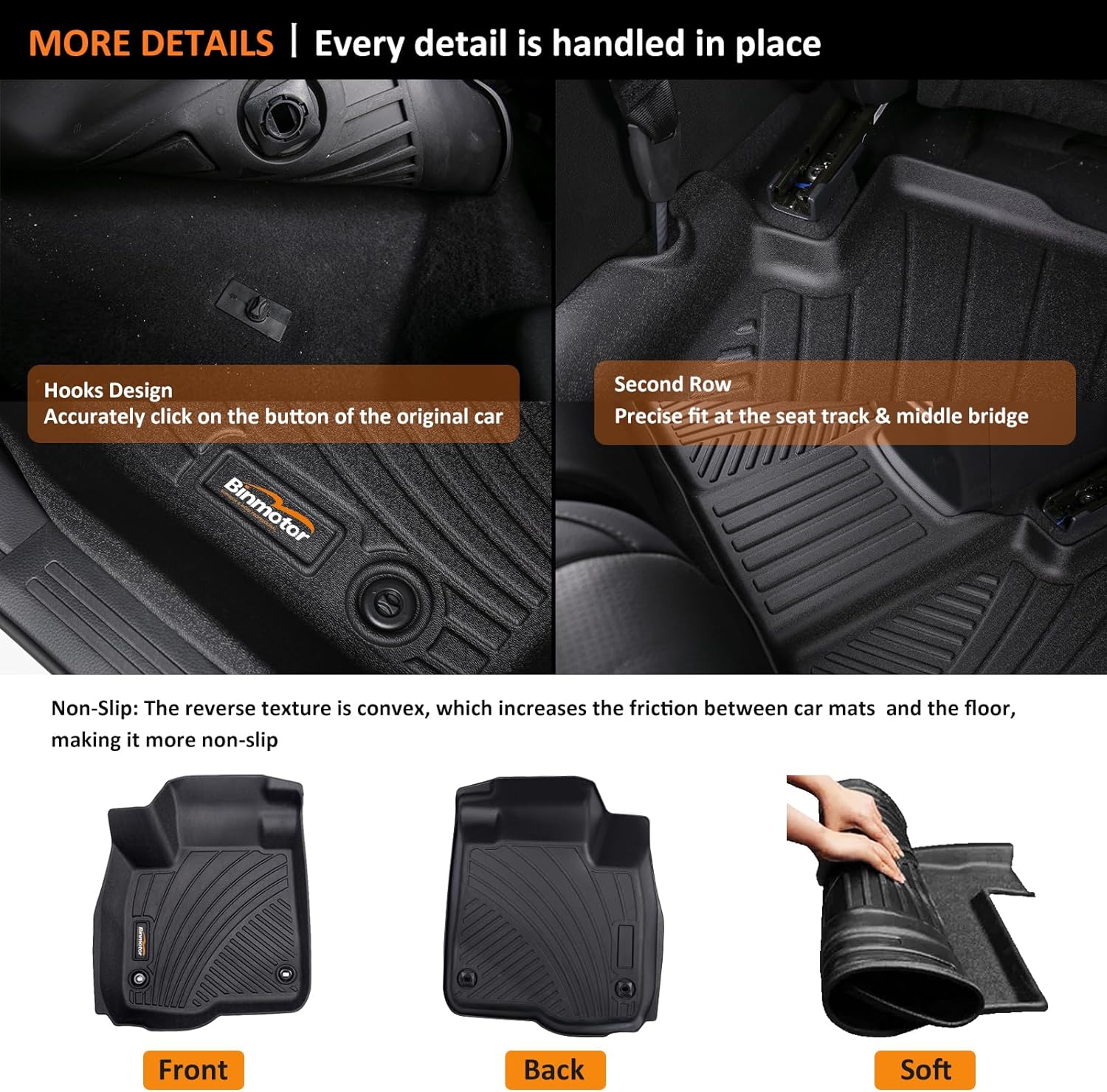 Binmotor-All Weather Custom Floor Mats with Cargo Liner for Acura MDX 2025 2024-2022, 1st & 2nd & 3rd Row Full Set Car Mats TPE, Heavy Duty Car Floor Liners for MDX Accessories