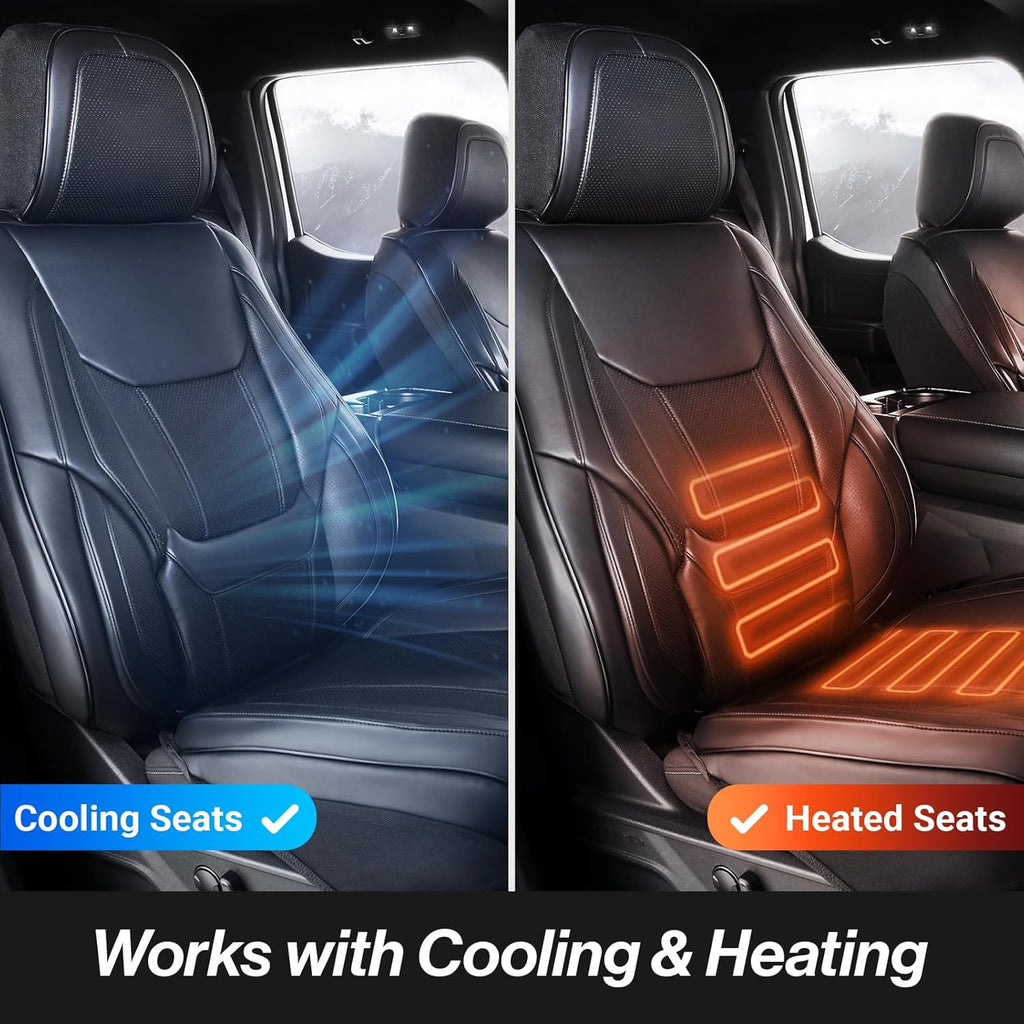 Coverland Custom Car Seat Covers Compatible with F150, Ram 1500 2500 3500, Tundra - Premium Leather Non-Slip Memory Foam Waterproof Interior Protector Front Seat-Black [See Size Chart-Size A25]