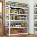 REIBII Garage Shelving 2500LBS Storage Shelves Adjustable Heavy Duty Shelving Metal Shelving 65.7" H Metal Shelves White Shelves for Pantry Kitchen 15.3" D x 33.8" W x 65.7" H