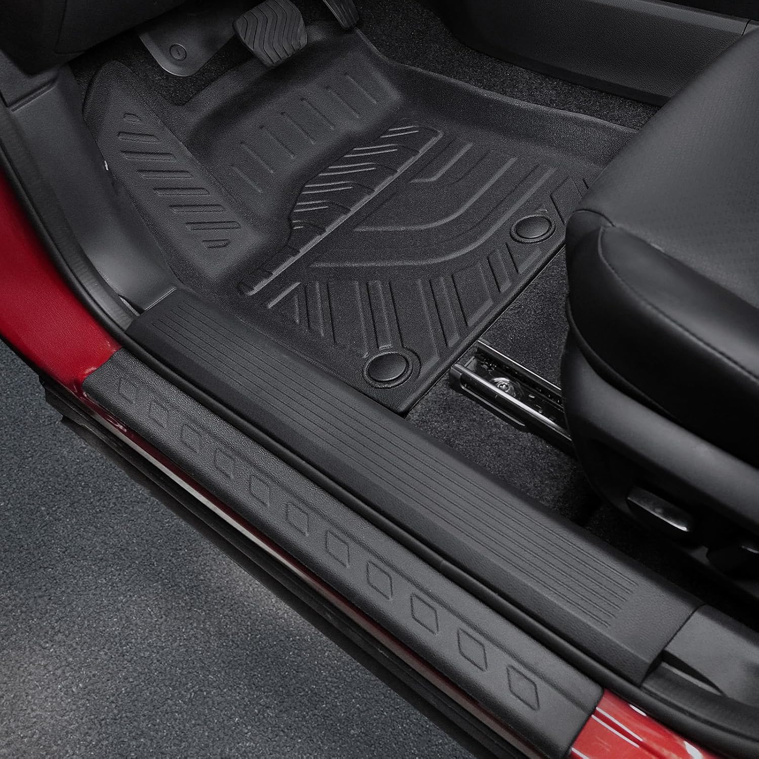 Floor Mats Set for Nissan Rogue 2025 2024-2021 Accessories, Full Coverage All Weather Floor Mats Cargo Mat with Backrest Protectors & Door Sill Guards (Not for Sport)