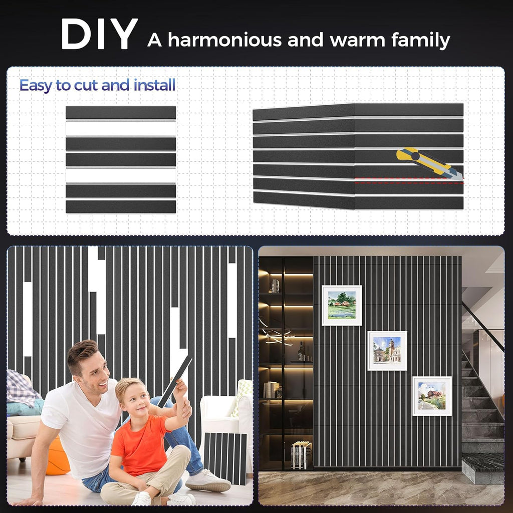6 Pack 2-Layer Fold Soundproof Wall Panels, 24 x 12 x 0.43 in Large Sound Proof Foam Panels for Walls, 0.9lb/ft³ High Density, 3D Acoustic Panels,Artistic Noise Dampening Panels White&Black