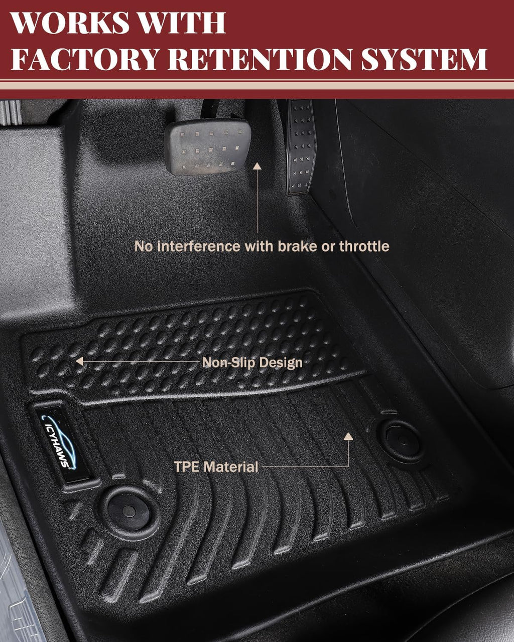 Icyhaws® Floor Mats for Infiniti QX50 2019-2025 with Cargo Liner Backrest Mat, All Weather TPE Rubber Car Mats | Front Rear Row Trunk Mat Back Seat Protector for Infiniti QX50 Accessories