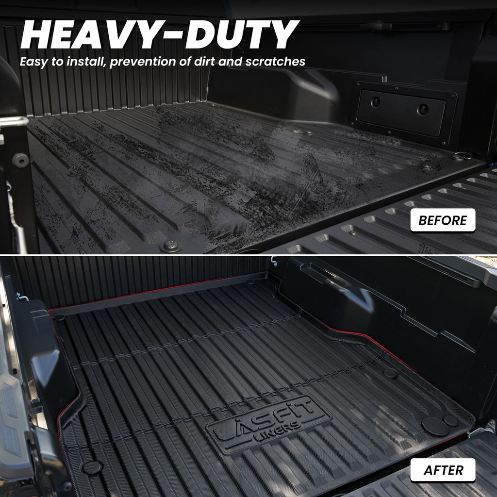 LASFIT Bed Mat for Toyota Tacoma 2024 2025 Truck Bed (5ft,5'Bed), All Weather 5 ft Rubber Car Bed Liner for Toyota Tacoma Accessories, TPE Trunk Mat&Cargo Liner, Black