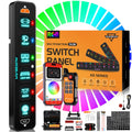 Auxbeam 6 Gang Slim Switch Panel Bluetooth RGB AS-600 with APP&Remote Control Toggle Momentary Pulsed Switch Pod Off Backlight for Truck Offroad UTV ATV Car Marine 12-24V Waterproof, 2 Years Warranty
