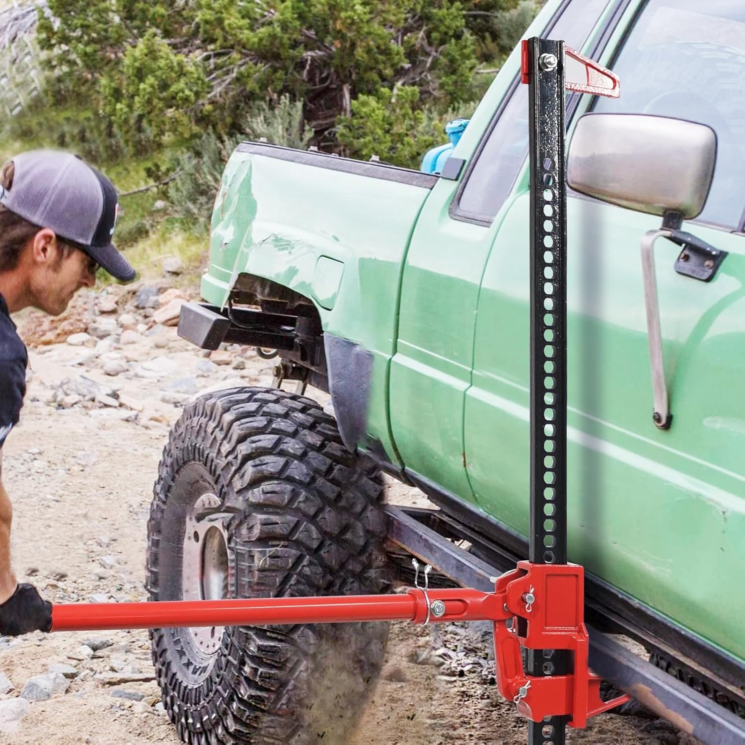 Multi-Functional Lift Jack, Farm Jack Heavy Duty Off Road, for Tractor, Truck, SUV, ATV, UTV, Off Road Accessories, Durable 3 Ton with Wide Base & Ratcheting Mechanism