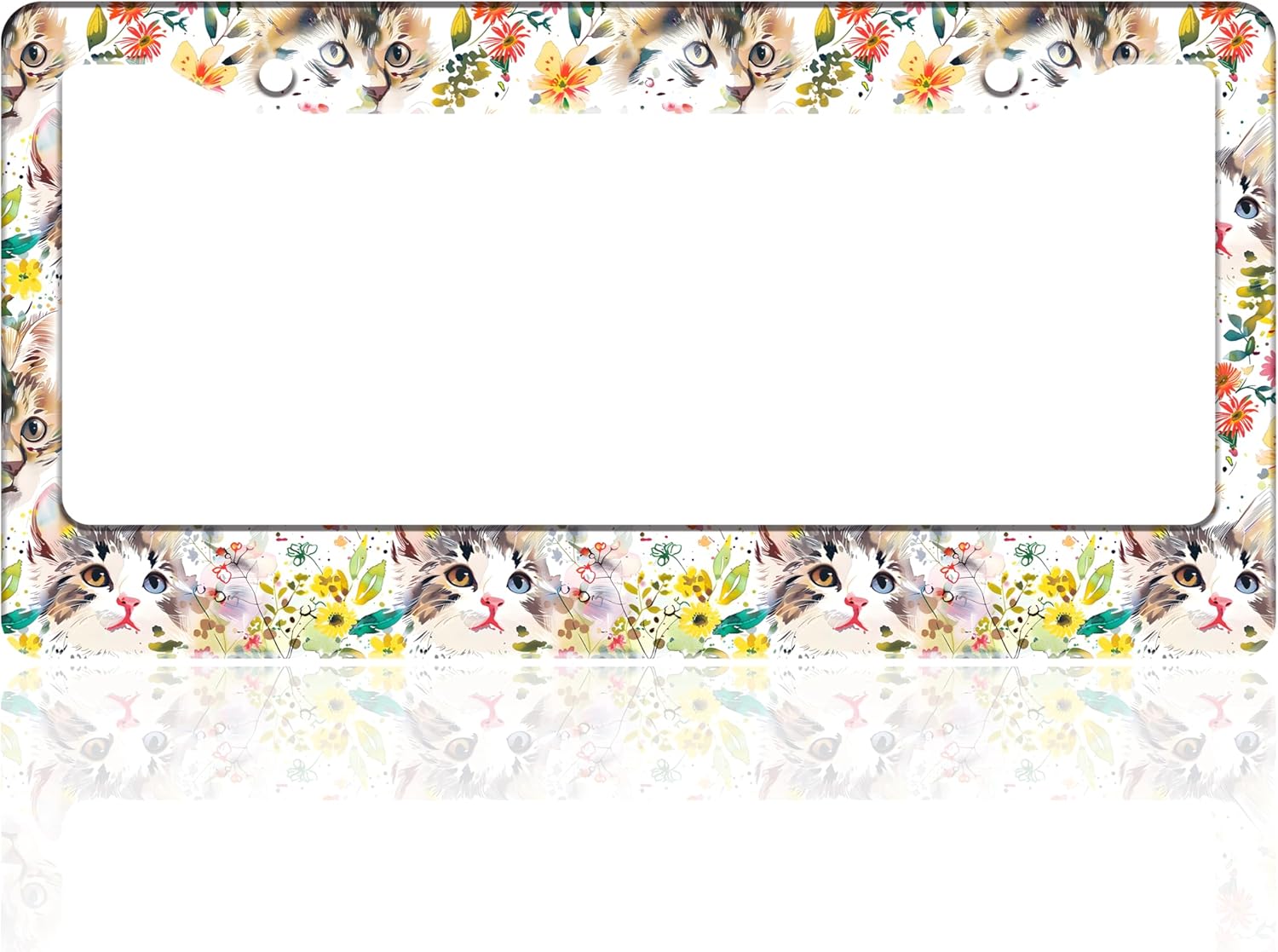 Cute Cat License Plate Frame Kitten Stainless Steel License Plate Holder for Front or Rear Car Tags Funny for Car Decoration Accessories with Screws 6.3 X 12.2 in for Women Men