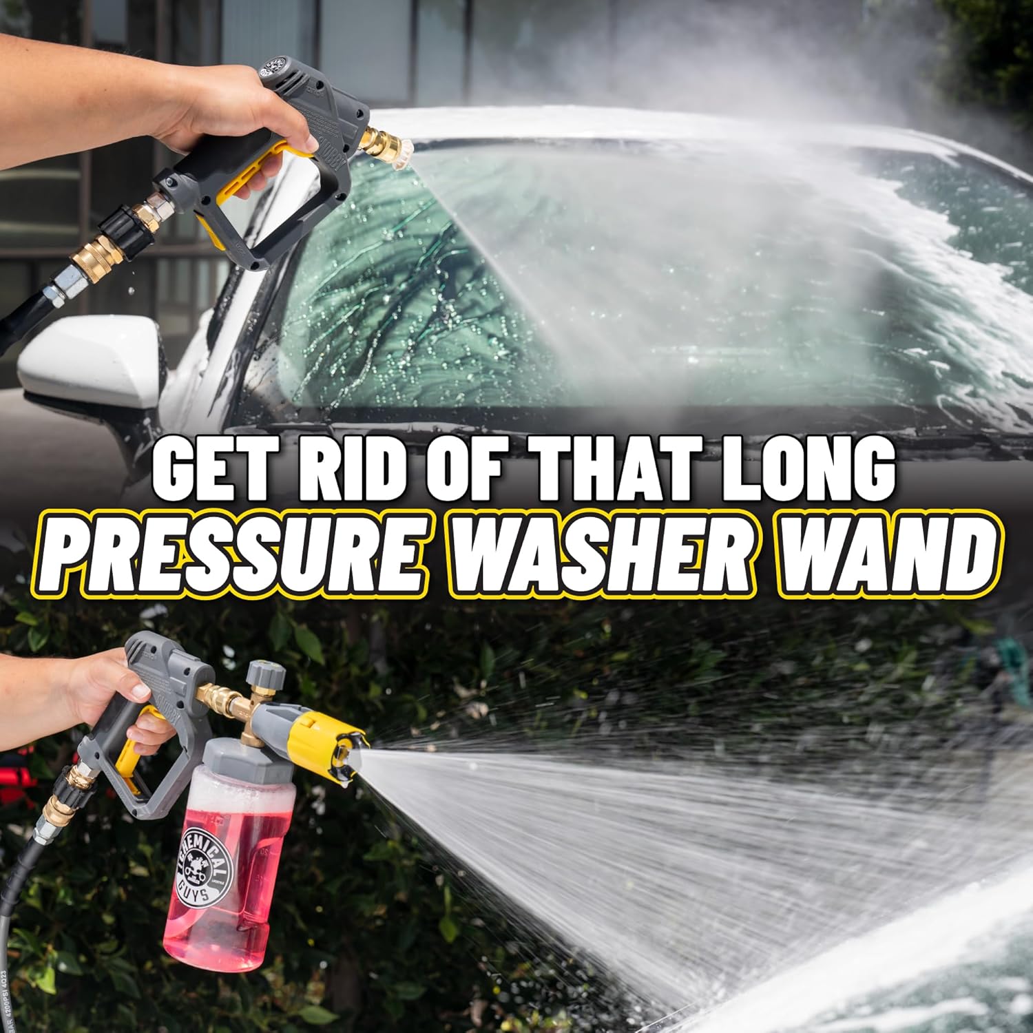 Chemical Guys EQP402 Snubby Pressure Washer Gun, Foam Cannon Attachment, For Gas & Electric Pressure Washers