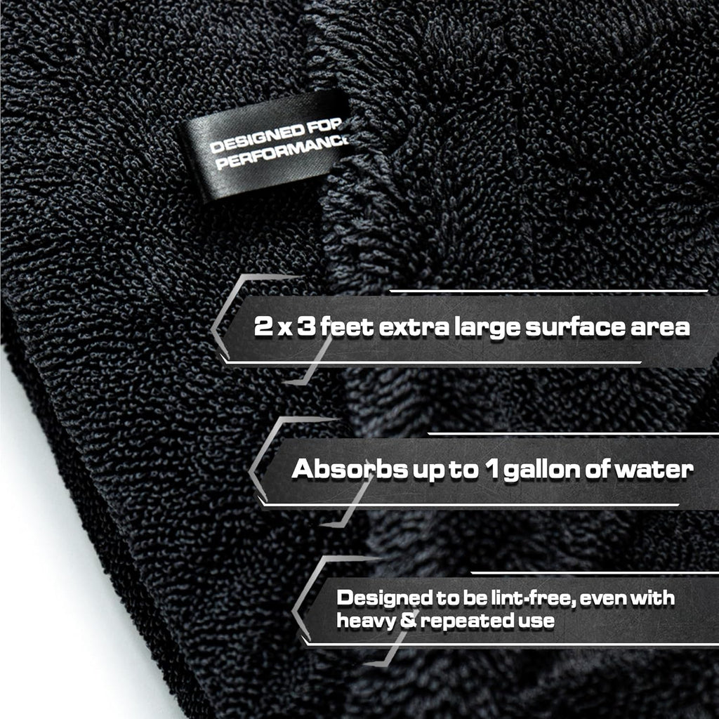 Blackline Car Drying Towel - 2ft x 3ft XL, Popular Pick Among Detailing Pros - 1300 GSM Microfiber - Absorbs Over 8lbs of Water - Leaves No Streaks, Spots or Scratches - Dries an Entire Vehicle