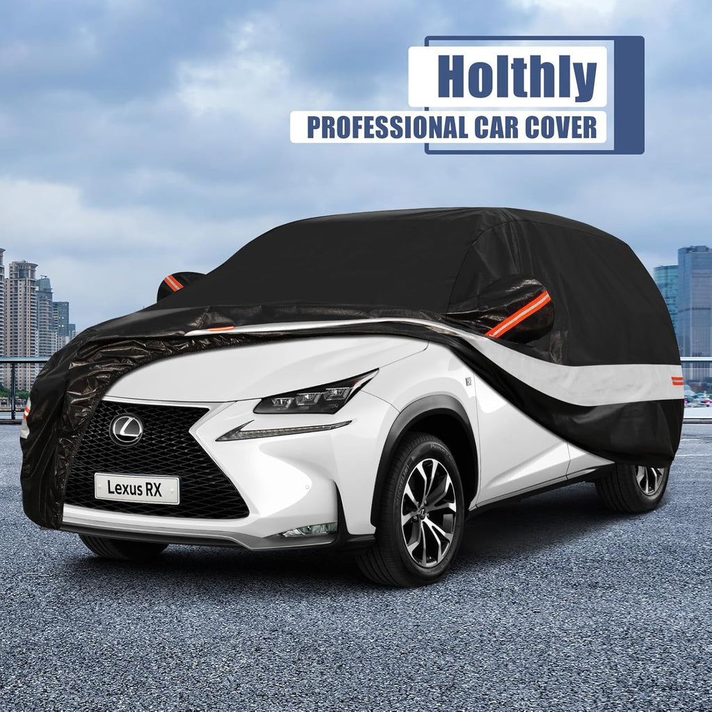 10 Layers SUV Car Cover Custom Fit for Lexus RX350 RX450 RX500(2015-2024) Waterproof All Weather for Automobiles, Outdoor Full Cover Sun UV Rain Protection with Cotton.Black