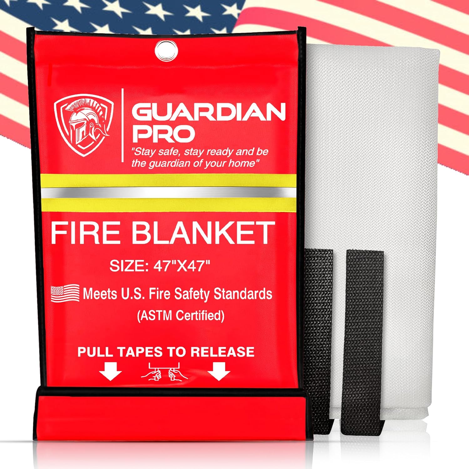 Emergency Fire Blanket for Home and Kitchen - 47"x47" - Must Have Fire Protection - Fire Suppression Fiberglass Fire Blankets for House Camping Car Office Emergency Survival Safety (1 Pack)
