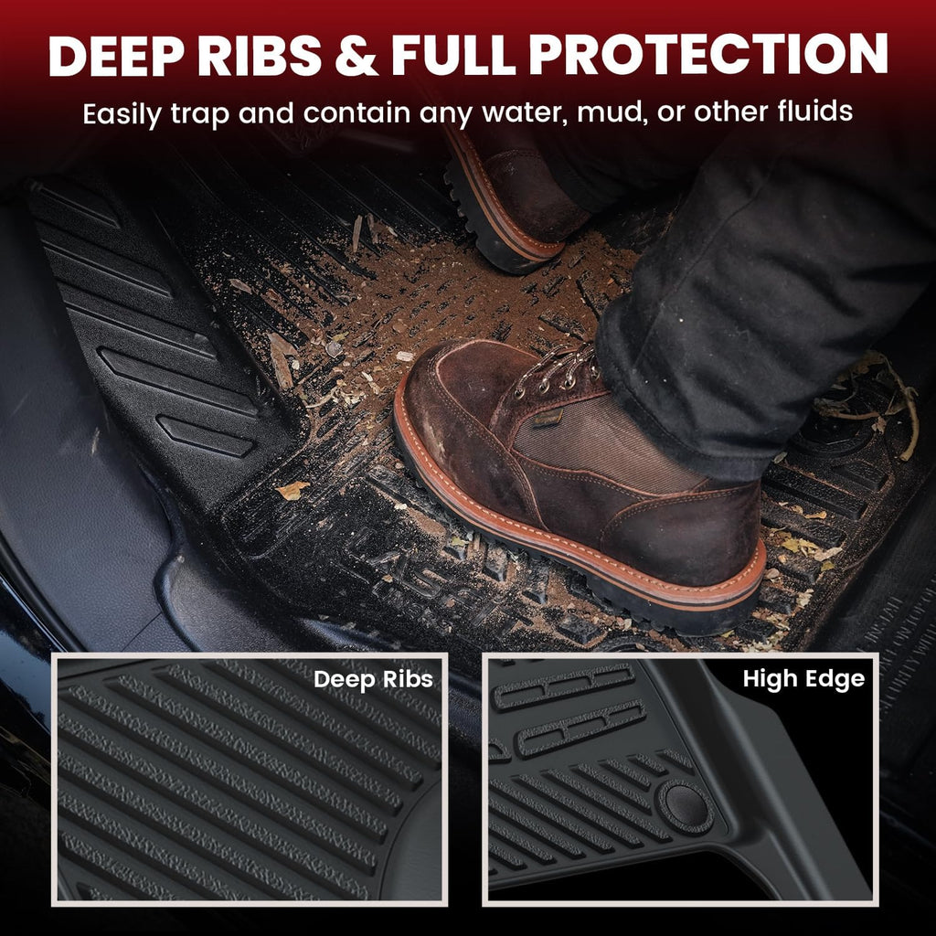 LASFIT Floor Mats Fit for Mercedes Benz GLS 2017-2019 350d / 450/550 / 63 AMG, GL 2013-2016 350/450 / 550/63 AMG, All Weather TPE Floor Liners for GLS 2013-2019 Car Mats, 1st & 2nd & 3rd Row