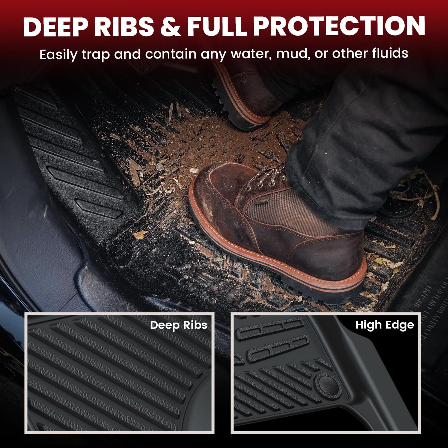 LASFIT Floor Mats Fit for Mercedes Benz GLS 2017-2019 350d / 450/550 / 63 AMG, GL 2013-2016 350/450 / 550/63 AMG, All Weather TPE Floor Liners for GLS 2013-2019 Car Mats, 1st & 2nd & 3rd Row