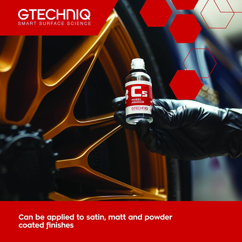 Gtechniq C5 Wheel Armor Wheel Cleaner, Rims Cleaner Protects Alloy Rims, Brake Dust Remover Wheel Cleaner Repels Brake Dirt for up to 12 Months - 1 fl oz (30ml), Sufficient for 4 x 21 Outer Rims