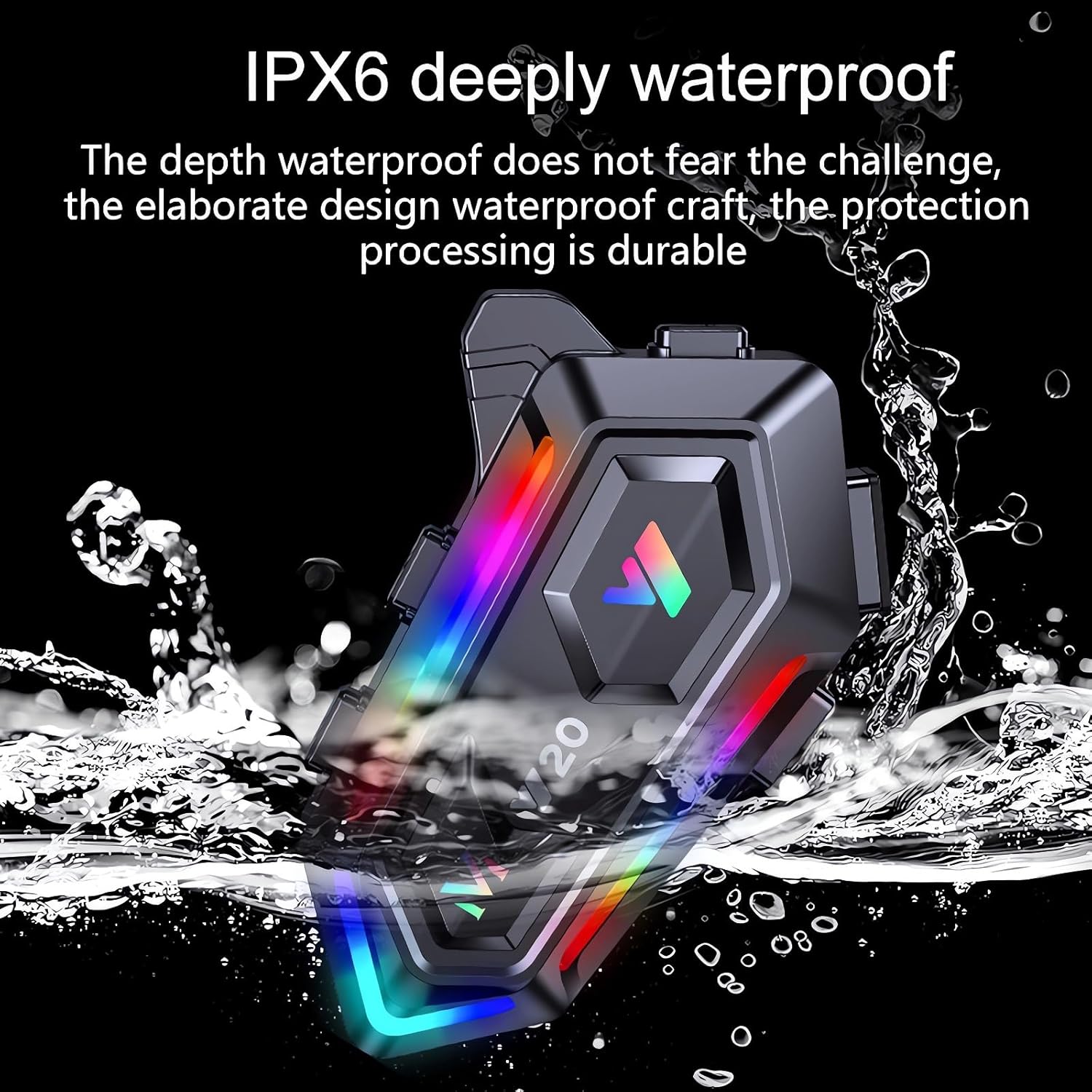 FEYA Motorcycle Helmet Speakers with 16-Types RGB Dazzling Lights High Battery Life Motorcycle Headphones Dual Noise Reduction/Automatic Answer/Call Music Control/Wake up Siri/IPX6