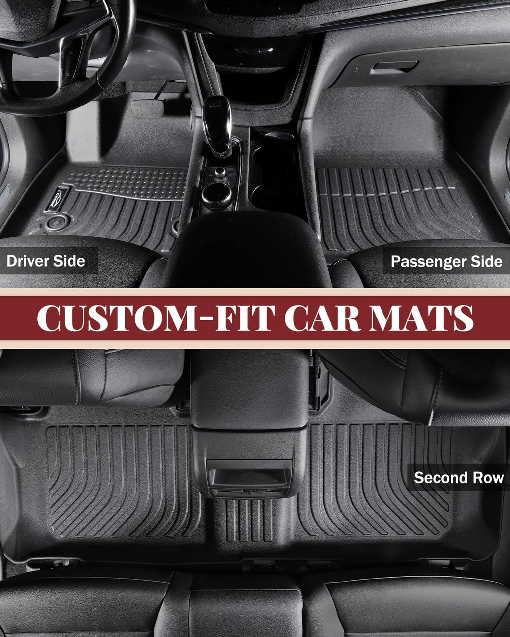 Icyhaws® Floor Mats for Infiniti QX50 2019-2025 with Cargo Liner Backrest Mat, All Weather TPE Rubber Car Mats | Front Rear Row Trunk Mat Back Seat Protector for Infiniti QX50 Accessories