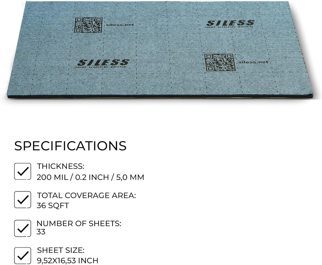 Siless LinerPRO 2in1 200 mil (5mm) 36 sqft Car Sound Deadening & Heat Insulation Closed Cell Foam - PE Foam Sound Deadener