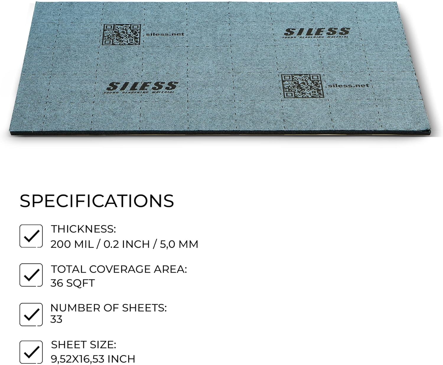 Siless LinerPRO 2in1 200 mil (5mm) 36 sqft Car Sound Deadening & Heat Insulation Closed Cell Foam - PE Foam Sound Deadener
