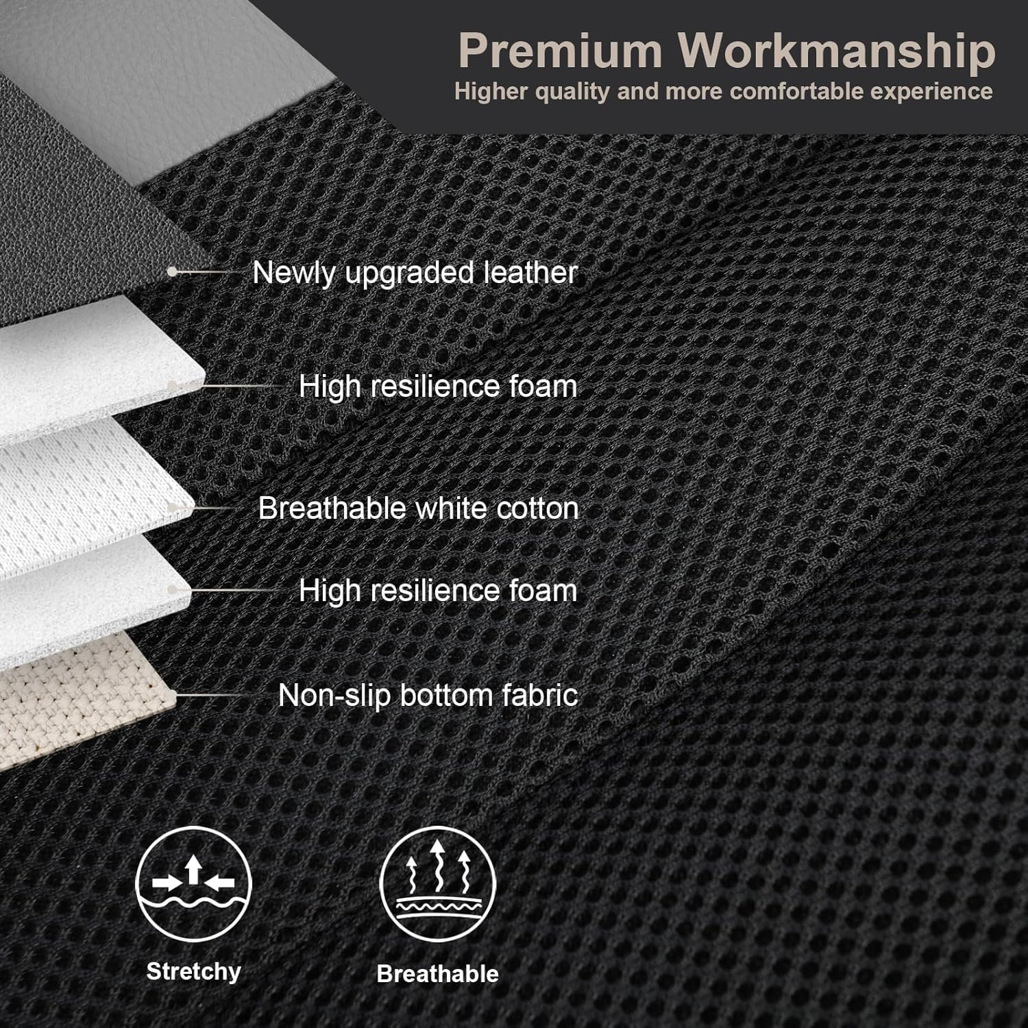 GIANT PANDA Fit Chevy Equinox Trax Malibu Blazer Trailblazer Traverse Tahoe Front Car Seat Cover, 3D Air Mesh Breathable Seat Protector, Gray（2-Pack