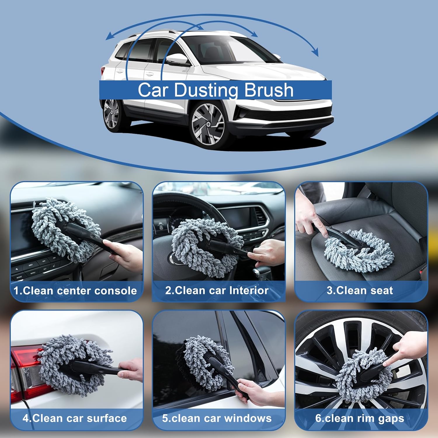 Viewsun Windshield Cleaner Tool, 13Pcs Car Interior Cleaning Kit, Car Detailing Kit Interior Cleaner, Car Detailing Brushes, Car Cleaning Gel, Inside Cleaning Supplies Accessories for Women Men