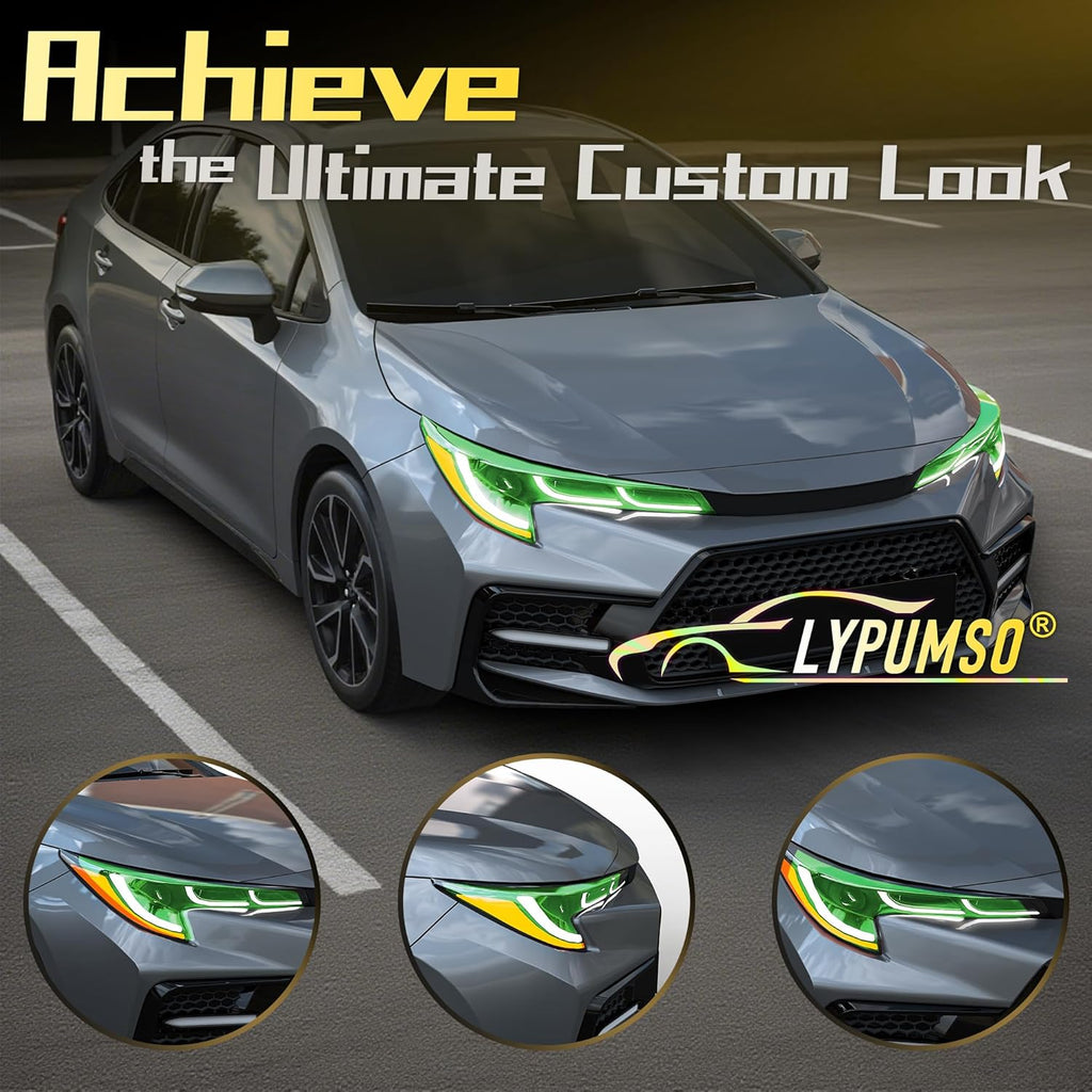 Lypumso 16 x 60 Inches Headlight Taillight Car Tint Vinyl Film, Self Adhesive Fog Lights Sticker Sheet Roll for Car Lights Cover Protection (Green)