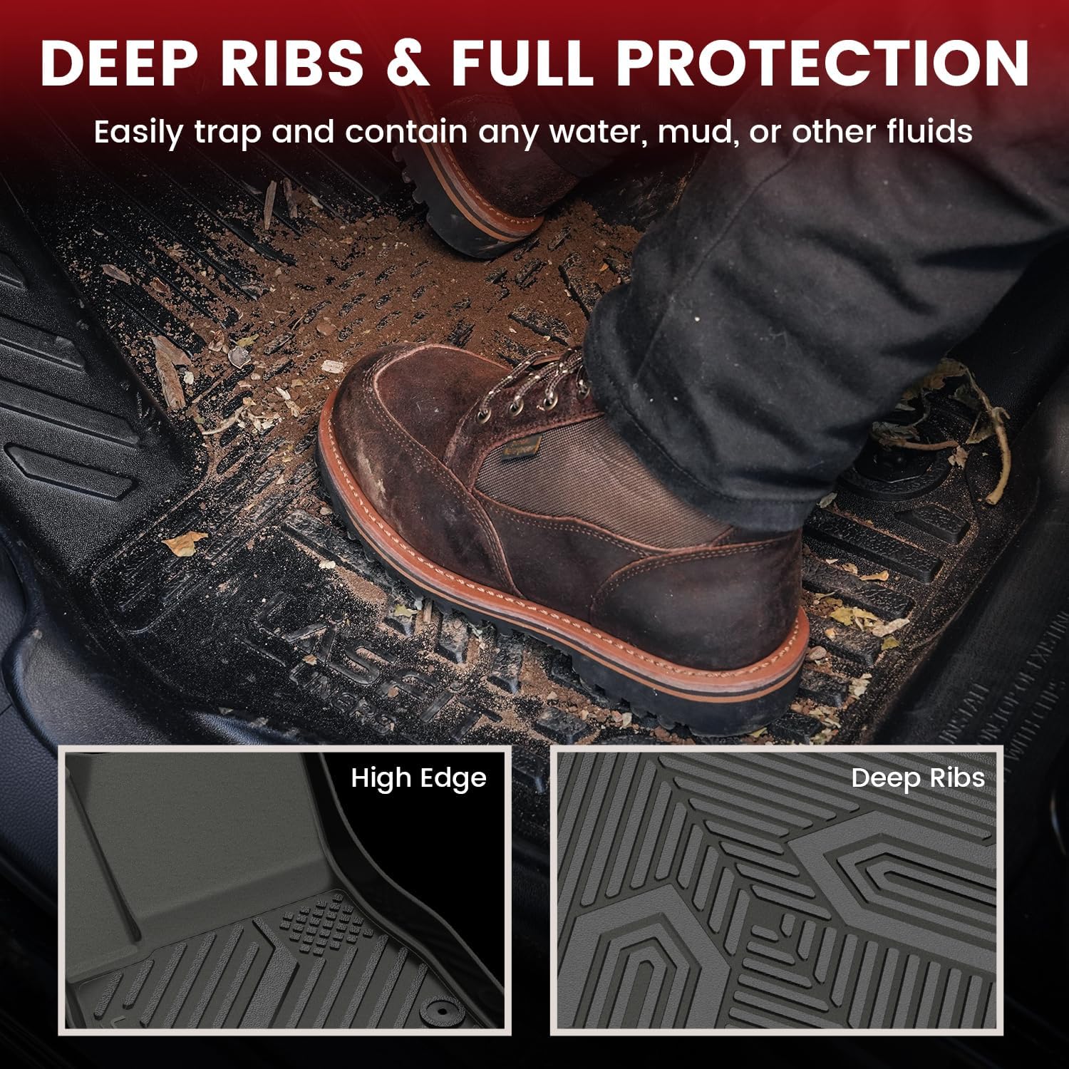LASFIT Floor Mats & Cargo Liner for Chevrolet Malibu 2016-2025 Car Mats (Not Fit Hybrid), All Weather TPE Custom Fit Floor Mats for Cars, 1st and 2nd Row Car Floor Mats for Malibu Accessories Black