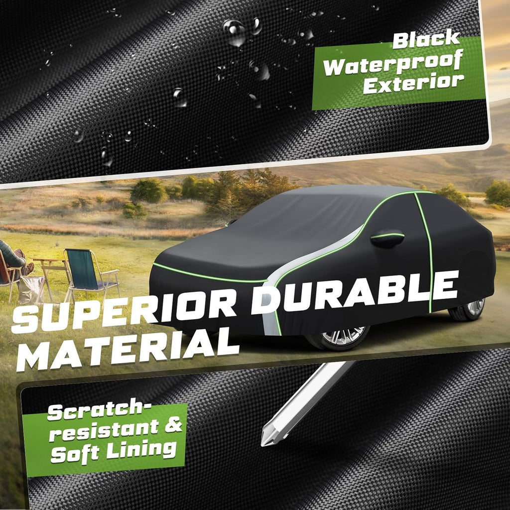 Mixsuper Liner Car Cover for Nissan Sentra 2000-2026, 7 Layers Waterproof Car Cover Accessories for Sentra with Zipper Door, Windproof Straps, Reflective Strips, Anti-UV, All Weather