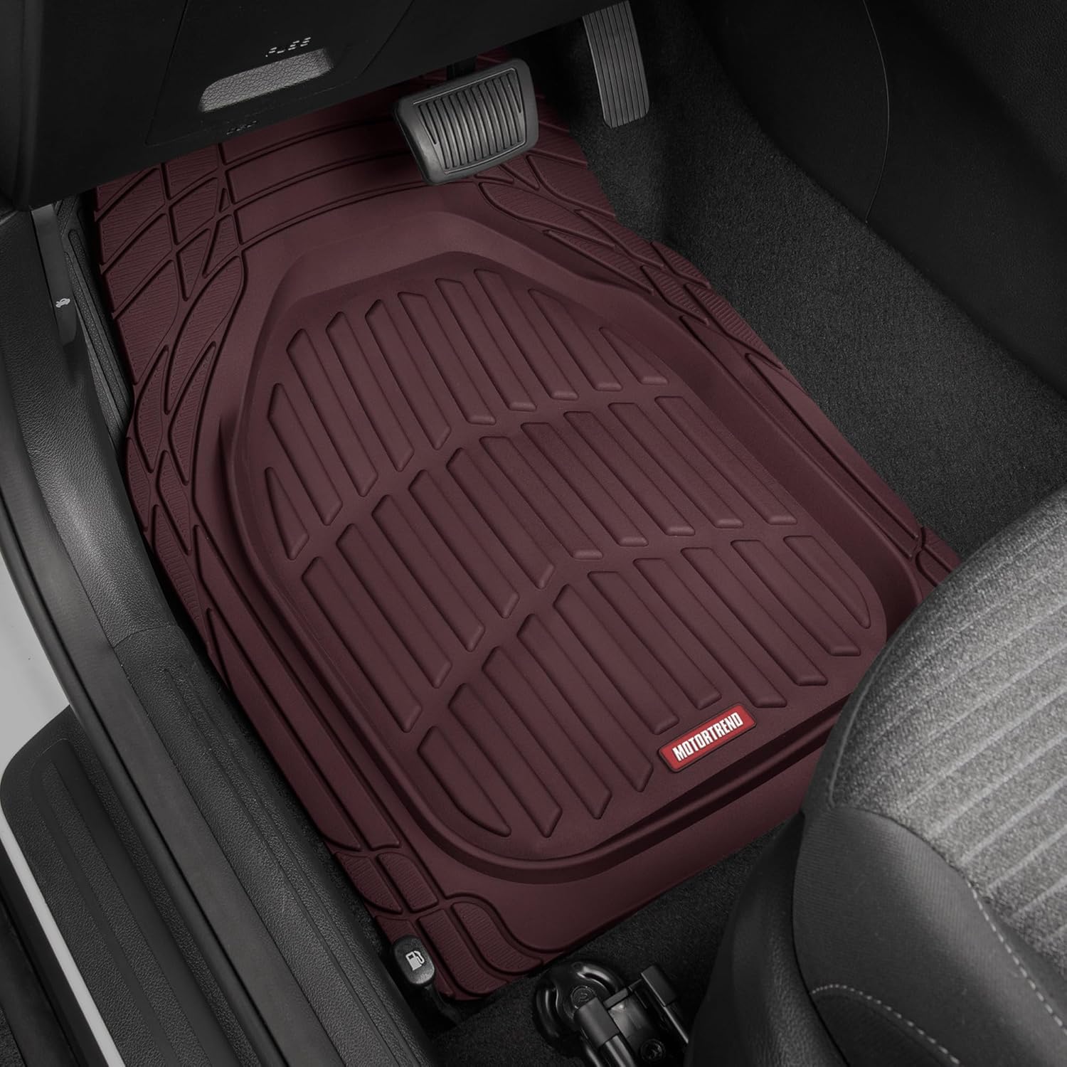 BDK Red All Weather Heavy Duty Car Floor Mats Interior Liners for Auto Van Truck SUV, Heavy Duty All Weather Protection, Fits Front & Rear