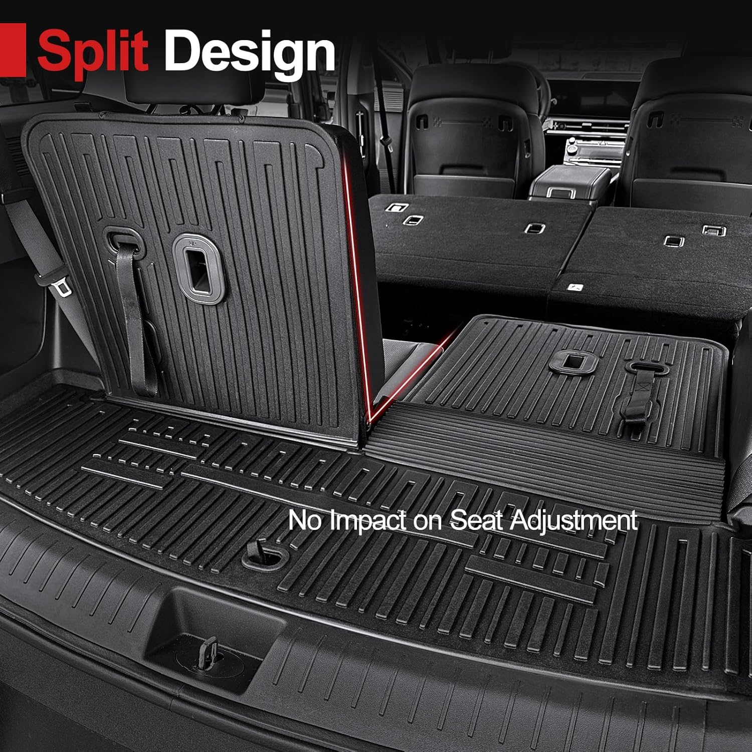 Floor Mats for 2025 Hyundai Santa Fe, All Weather TPE Cargo Mat with Backrest Mat Interior Car Mats Protection for Hyundai Santa Fe Calligraphy Accessories (Fit Hybrid and Fuel) 2024 2025