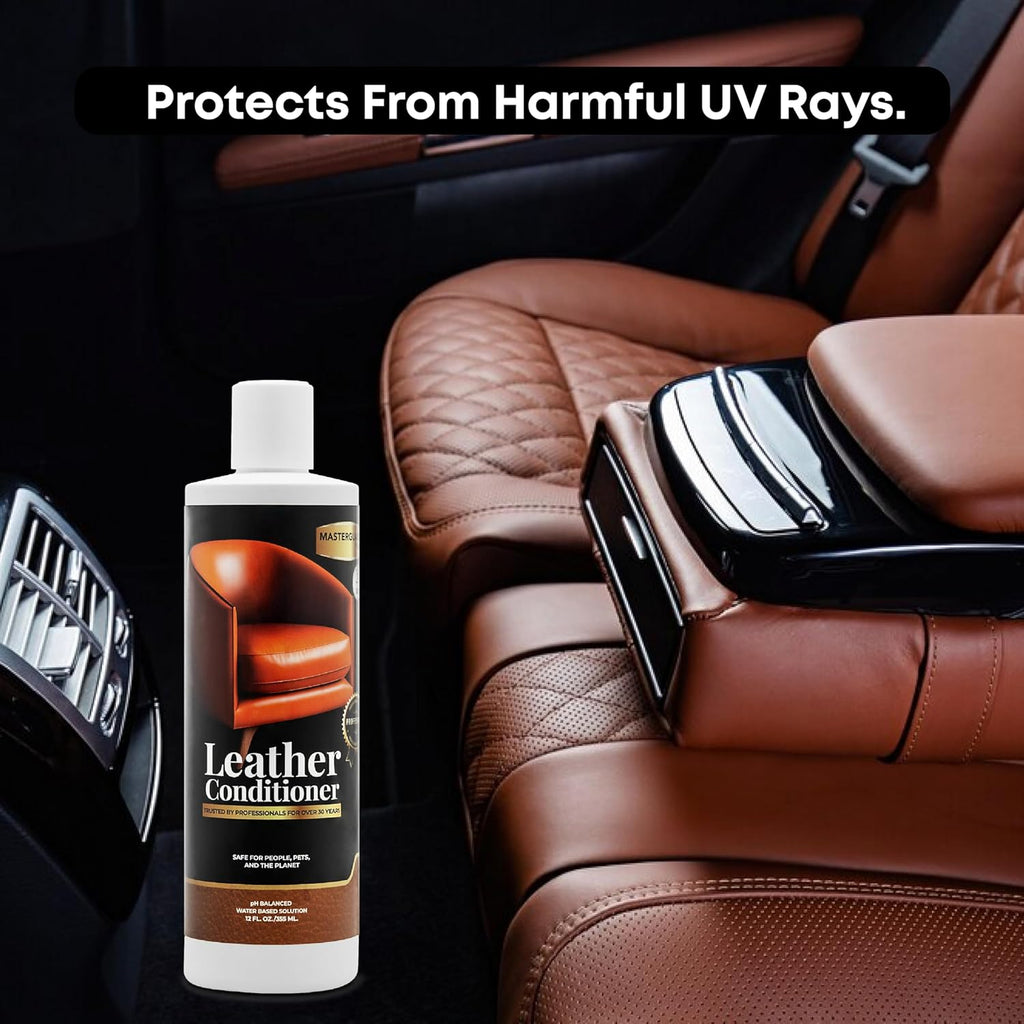 Water Based Solution Leather Conditioner w/Microfiber Cloth - Car Interior, Furniture, Shoes, Boots, Couches, and Purses - Leather Restorer & Conditioner for Seats, Sofas, and More