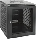 Tecmojo 12U Wall Mount Rack Network Cabinet for 19” IT Equipment,with Lockable Mesh Door and Removable Side Panels,Cooling Fan,Black,17.7inch Deep