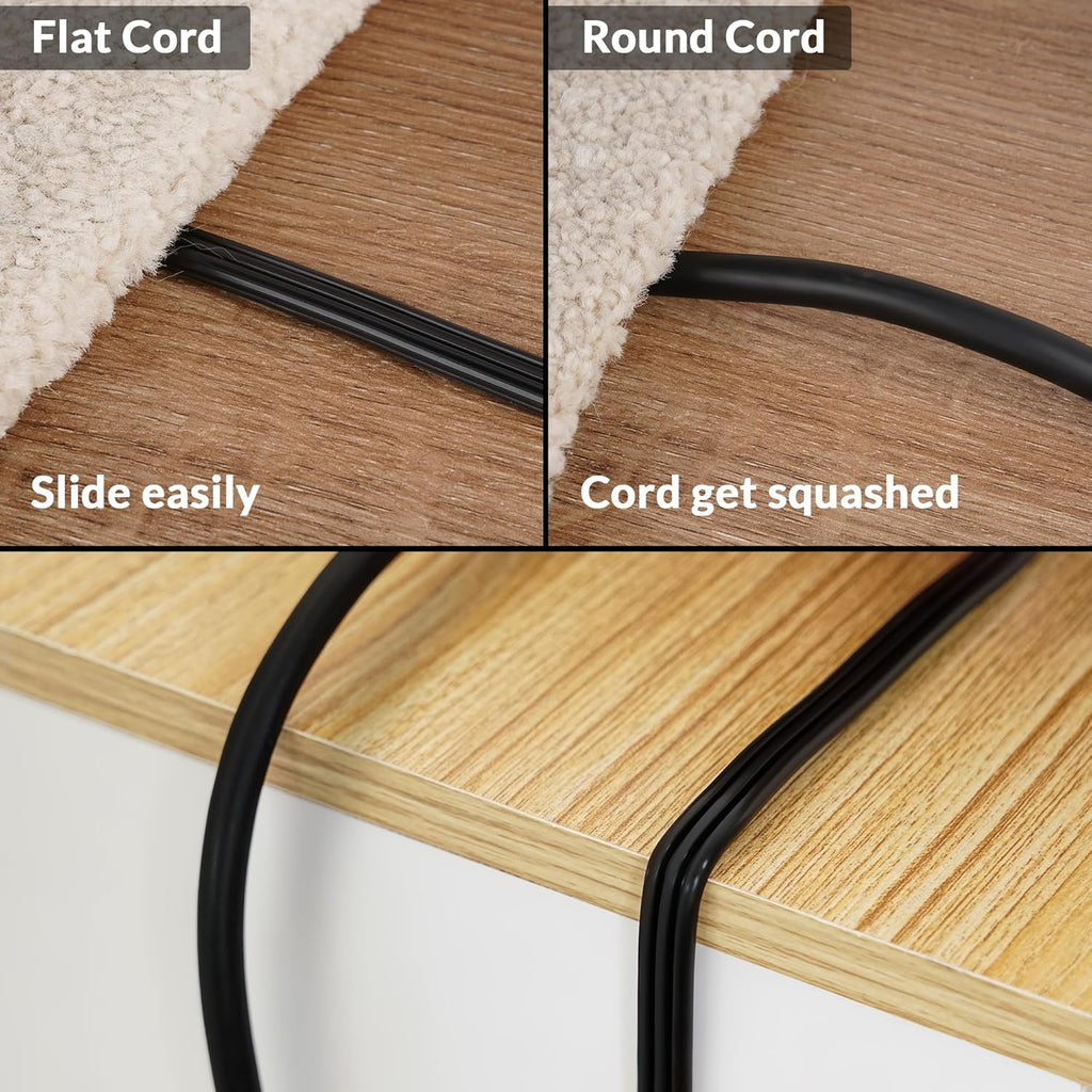 Elecan Flat Plug Extension Cord 40 Ft with Slim Space-Saving Plug Design, Thin Flat Cable Low Profile Power Cord 3 Prong Grounded Wire, 16 Gauge 13 A/125 V-Black-ETL Certified