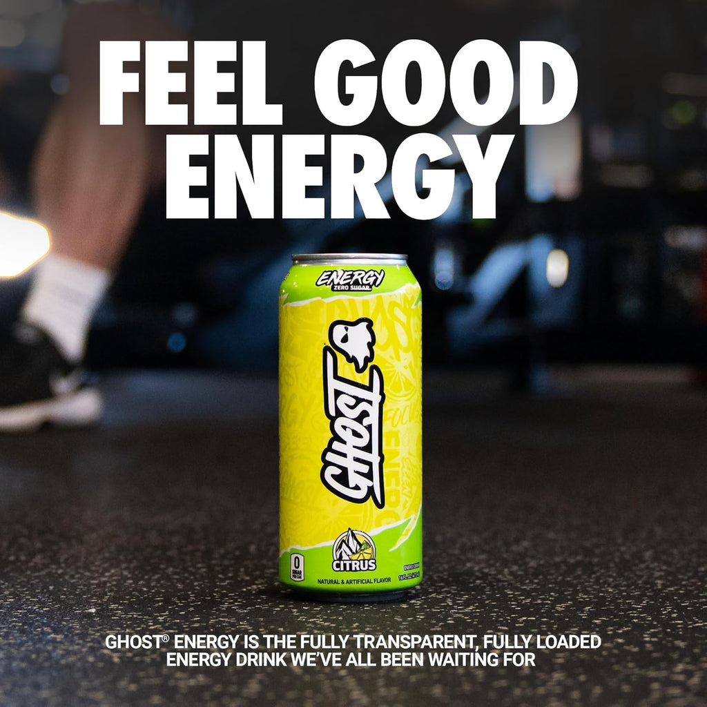 GHOST Energy Drink - 12-Pack, Citrus, 16oz Cans - Energy & Focus & No Artificial Colors - 200mg of Natural Caffeine, L-Carnitine & Taurine - Gluten-Free & Vegan