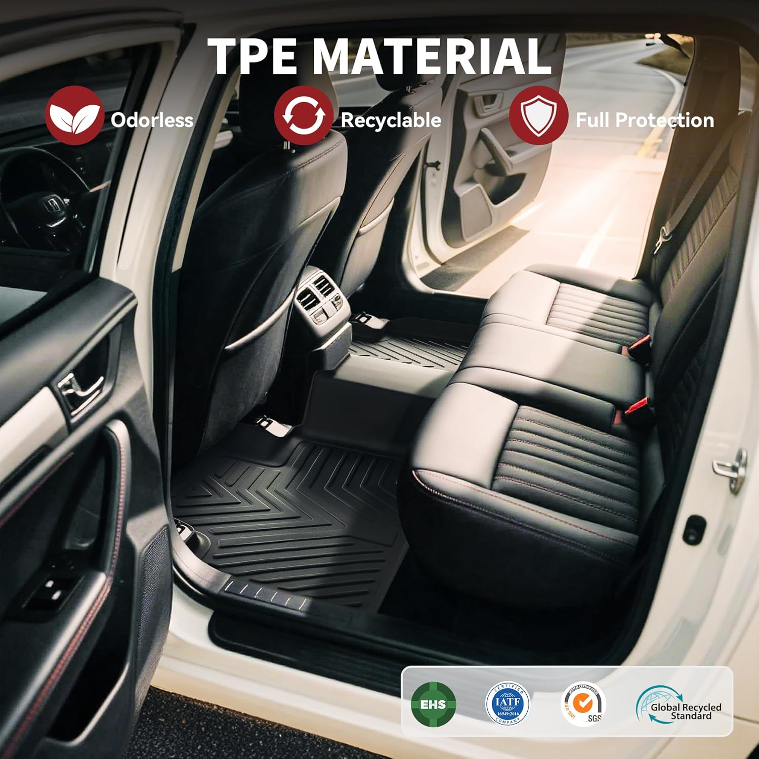 YITAMOTOR Floor Mats Fit for Mazda CX-50 2023-2025 (Not for Hybrid, Not Fit for CX-5 CX5), All-Weather TPE 1st, 2nd Row and Trunk Mats - Black