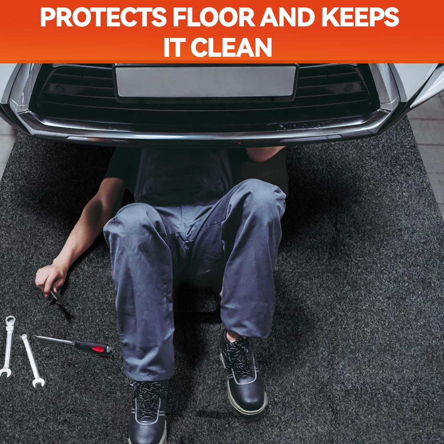 59" x 71" Heavy Duty Oil Spill Mat, Upgraded Garage Floor Mat for Under Car, 1/4" Waterproof Rubber Bottom Absorbs Oil Quickly, Washable, Reusable Oil Drip Leak Absorbent Pad