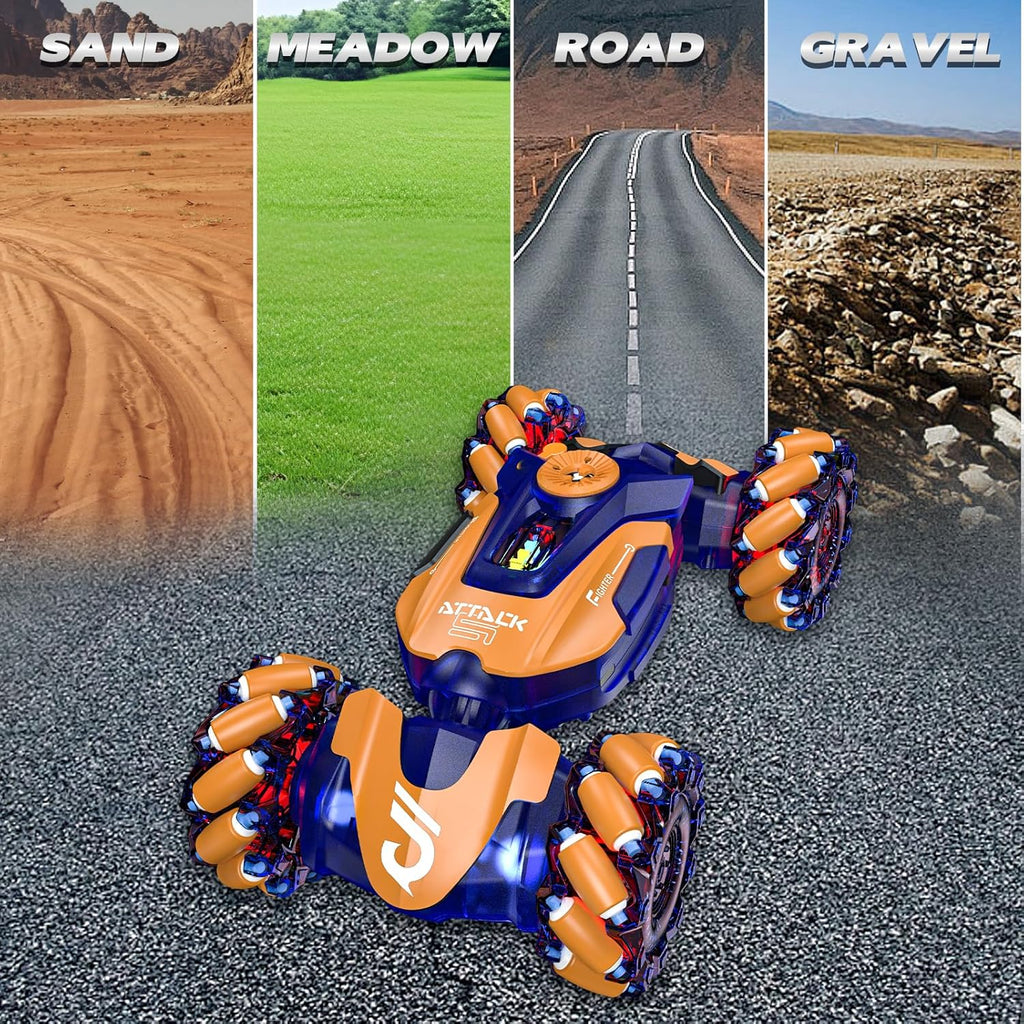 Gesture Sensing RC Stunt Car,Remote Control Car Toys for Ages 5-7-13,with Lights Music Spray,4WD 360° Spins All Terrains Kids Toys RC Cars,3-6 Year Old Boy Birthday Gift & 3-12 Best Gift for Kids