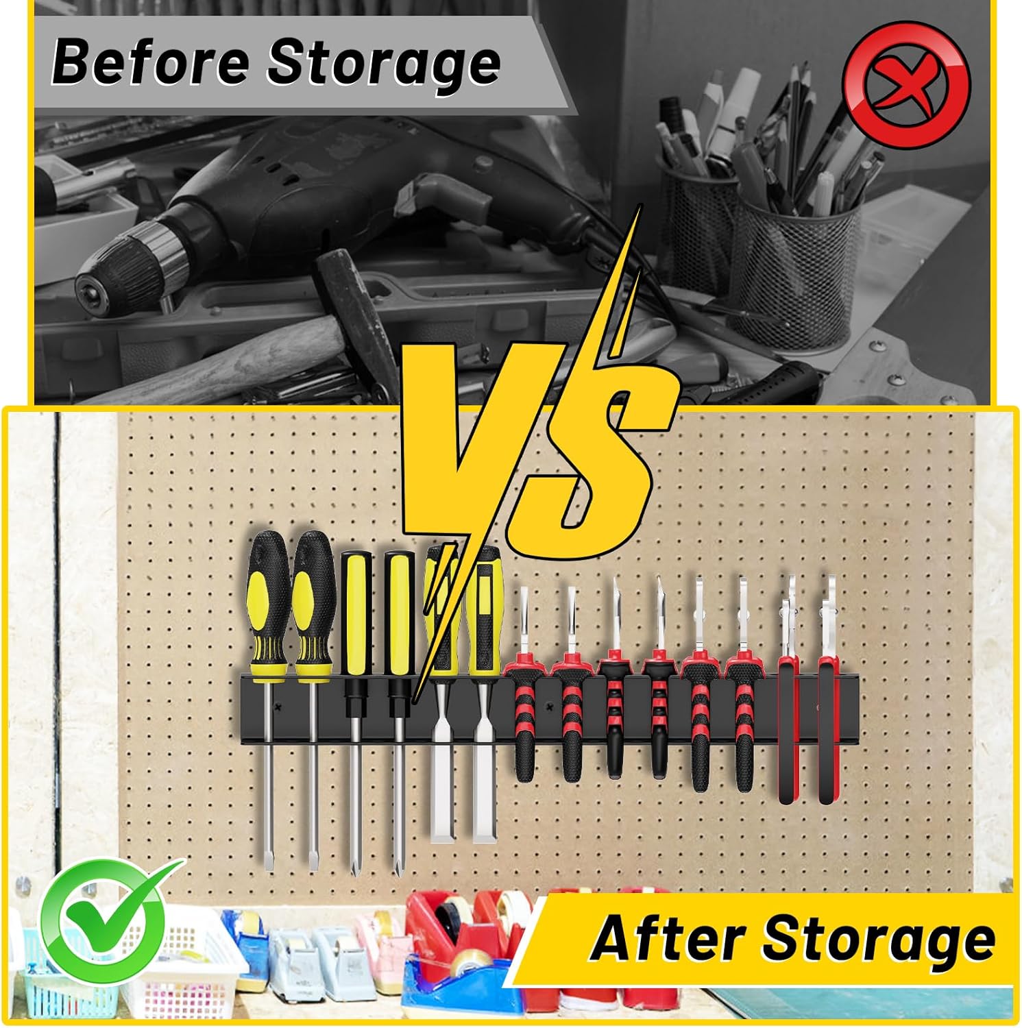 Screwdriver Plier Organizer Wall Mount,Screwdriver Rack,Metal Plier Holder Utility Tool Holder Organizers and Storage Rack for Garage Workshop Workbench Tool Chest Cart,1 PCS