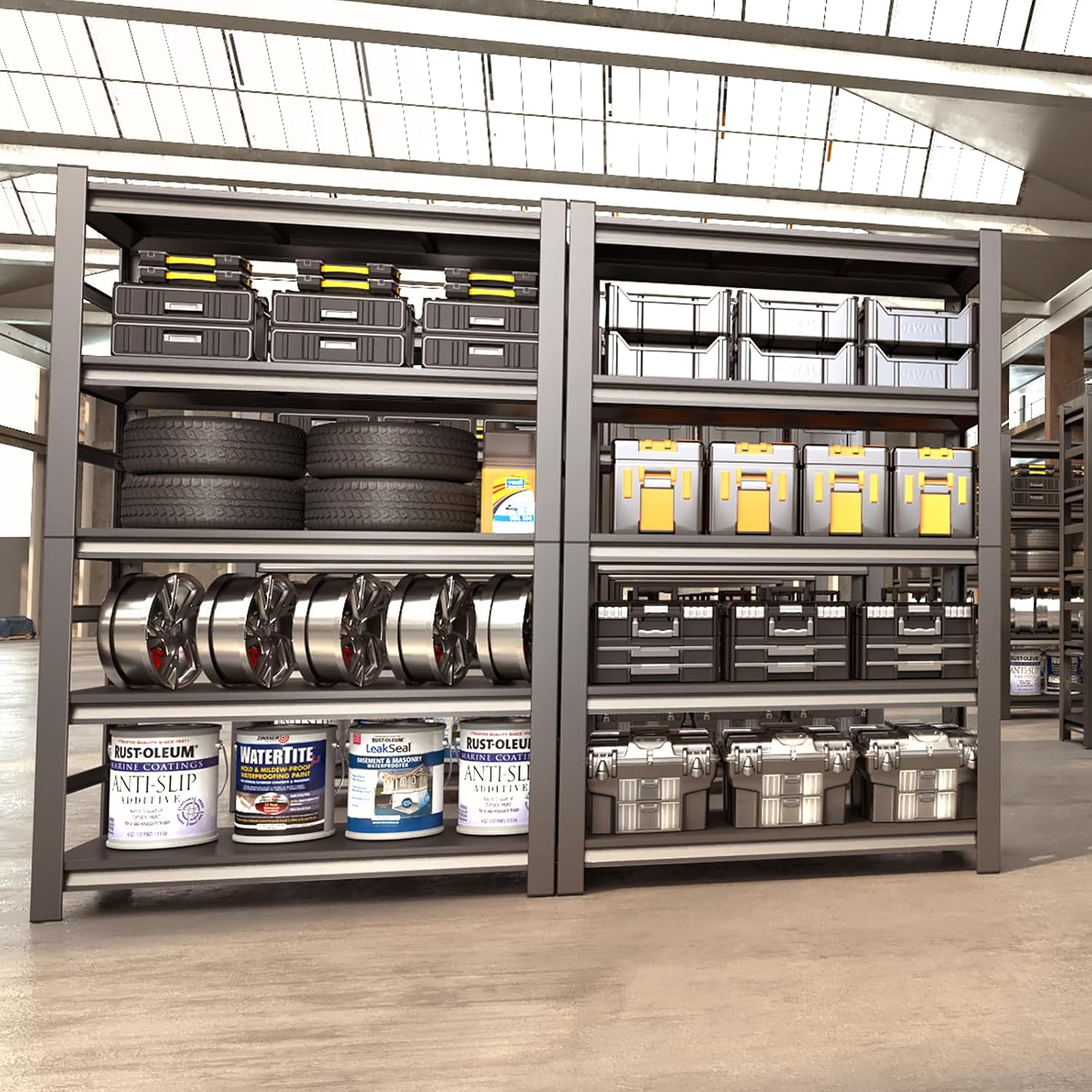 72" H Garage Shelving 3000LBS Heavy Duty Shelving Units and Storage Shelves Adjustable 5 Tier Metal Industrial Shelving for Kitchen,Utility Room and Basement,Black (16" D*36" W*72" H)