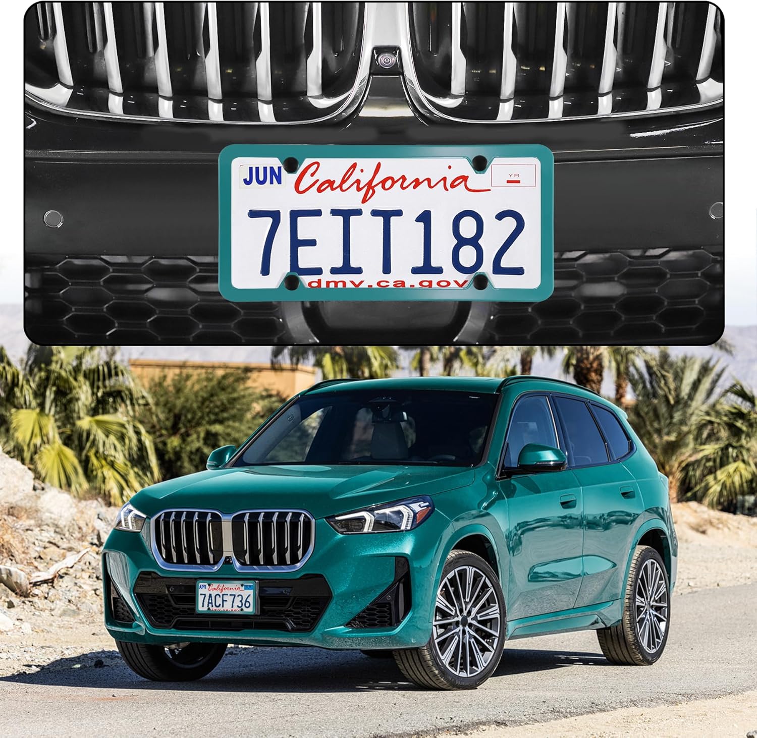 LivTee 4 Holes Stainless Steel License Plate Frames, 2 PCS Car Licence Plate Covers, Automotive Exterior Accessories Slim Design with Bolts Washer Caps for US Vehicles, Green