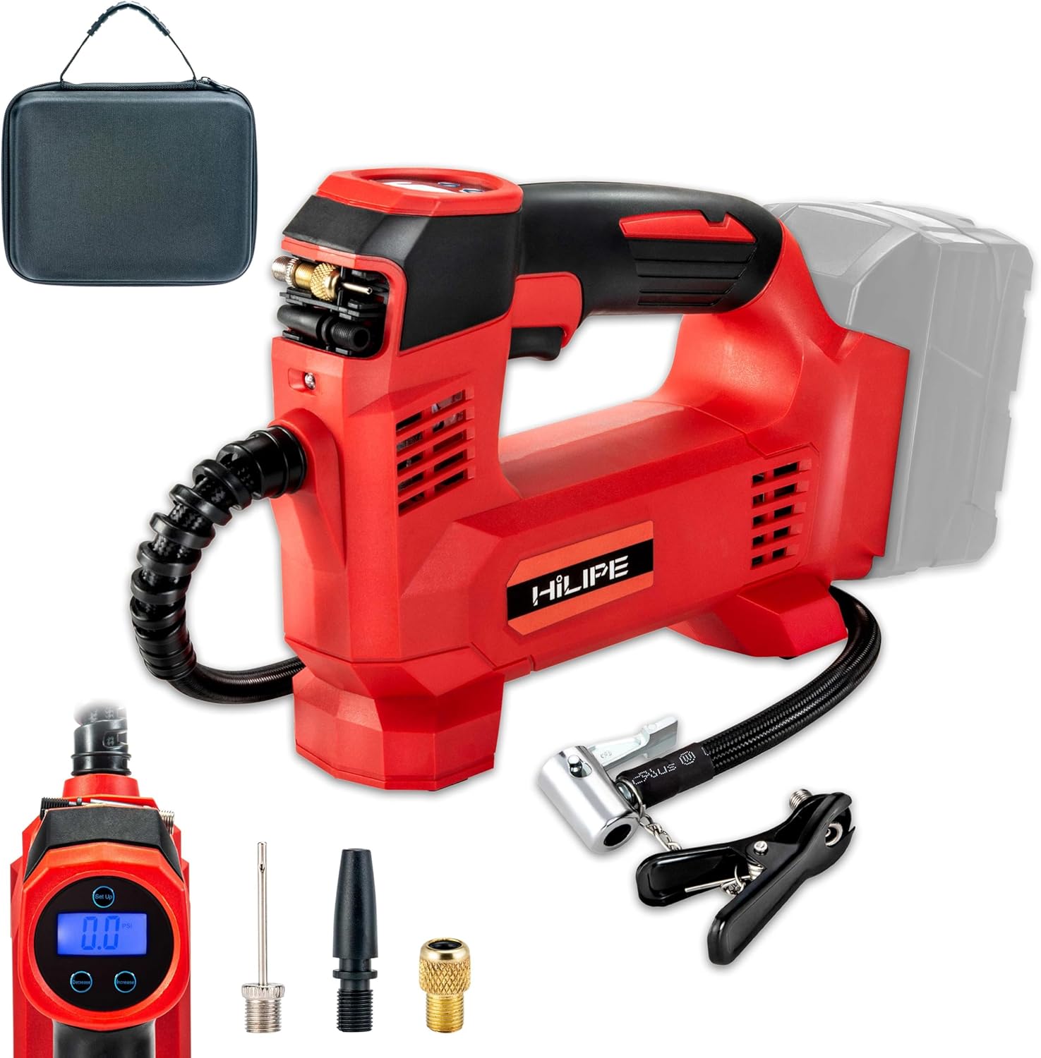 Cordless Tire Inflator Portable Air Compressor for Milwaukee M18 Battery,Lithium Car Air Pump, Auto air pump with Digital Pressure Gauge for Car tires, Bicycle, Ball(Tool Only, NO Battery)