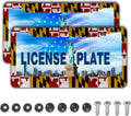 Front License Plate Bracket Multicolor License Plate Frames Flag of Maryland Universal Aluminum Car Accessory 2 Pack with Screw Covers Set