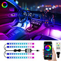 YM E-Bright RGB LED Strip Lights for Car App Control with Remote Led Lights car Interior with Charger Music Sync Under Dash Footwell Neon Lighting Kit w/USB Cable DC 12V