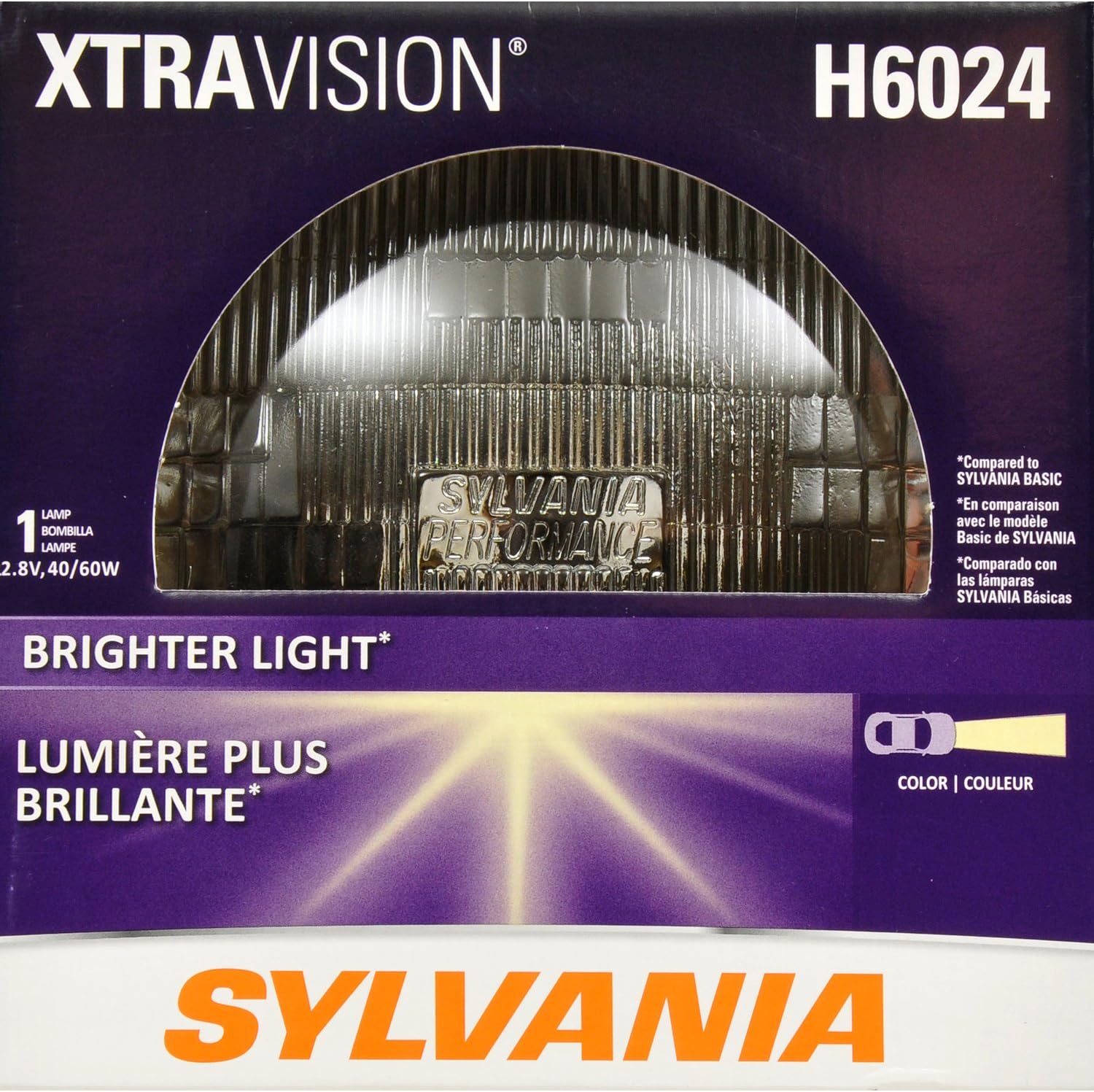 SYLVANIA H6024 XtraVision Halogen Sealed Beam Headlight (7" Round) PAR56, (Contains 1 Bulb) - H6024XV.BX