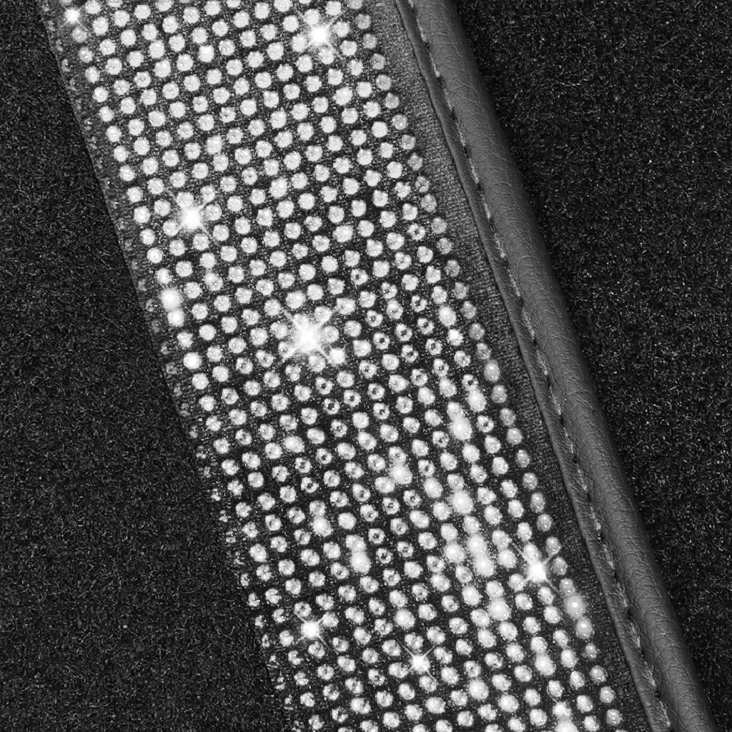 NBTEPEM Bling Car Floor Mats Full Set, Universal Fit Most Cars,SUV, Trucks, 4 pcs Sparkle Glitter Diamond Carpet for Women Girls with Anti-Slip Pad (Silver Diamond)