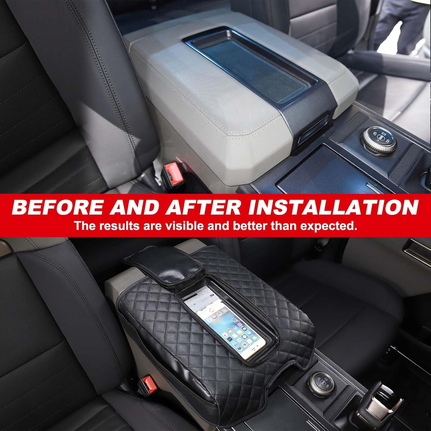 Upgraded Car Center Console Cover for Hummer EV Accessories Microfiber Leather Car Armrest Cover Cushion with Storage Bags Car Armrest Storage Box for Hummer EV Pickup SUV 2022-2024 2025+