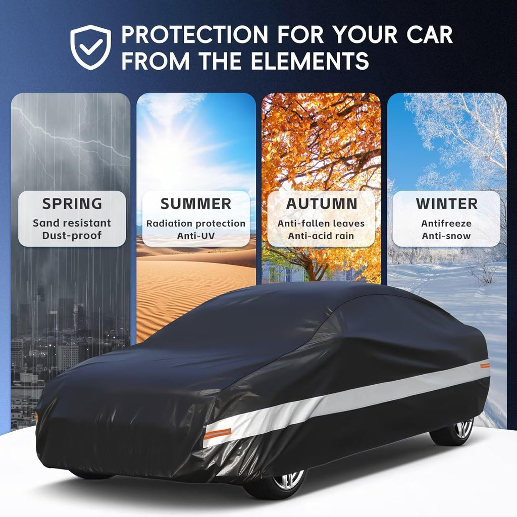 10 Layers Car Cover Custom Fit for Porsche 718, Boxster, Cayman(1996-2025), Waterproof All Weather for Automobiles, Outdoor Full Cover Sun Dust Rain Protection with Cotton. Black