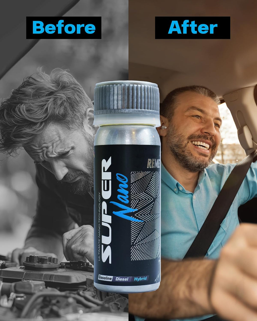 Pro Oil Additive for Car Engine - SuperNano Engine Remetalizer - Engine Flush with Advanced Nanoparticle Technology for Engine Wear Repair and Oil Treatment - Compatible with Gas, Diesel & Hybrid-50g