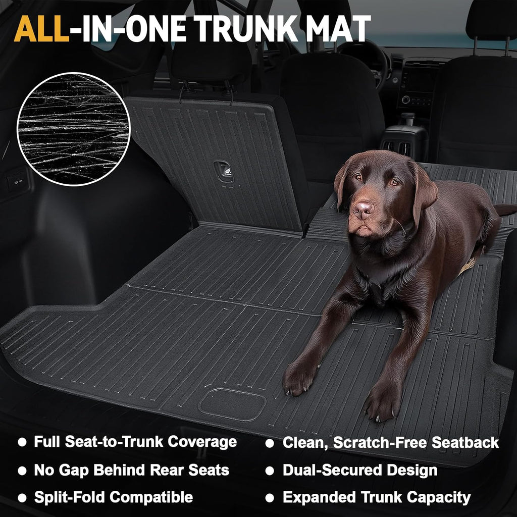 Floor Mats Set for 2022-2025 Hyundai Tucson Gas, Full Coverage All Weather Floor Mats Cargo Mat with Backrest Protectors & Door Sill Guards for Tucson Accessories(Not fit Hybrid)