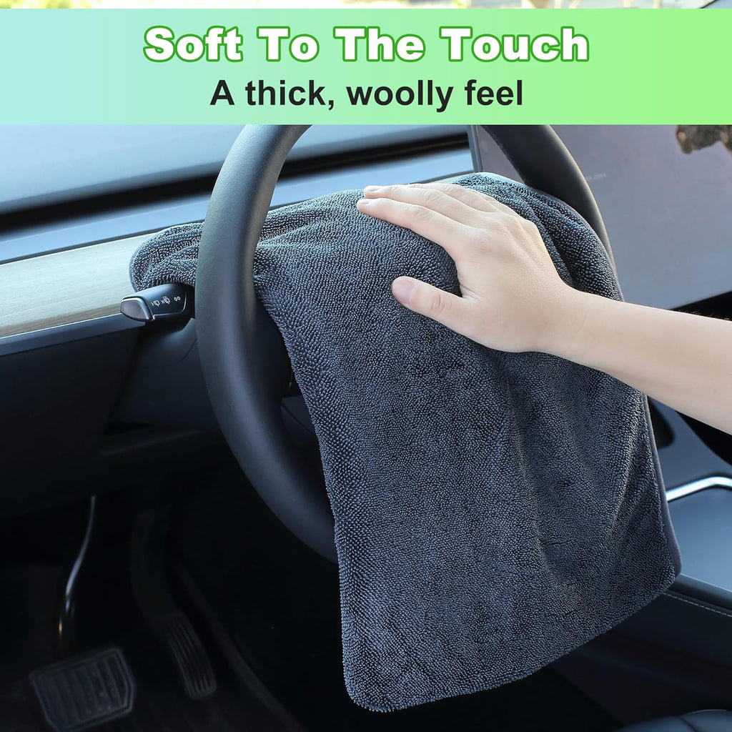 JOYMOOP Car Dry Towel, Quick Drying, Medium Size,Microfiber Cleaning Cloth, Dark Grey, 35.4 x 23.6 Inches, 3 Pack for Boates, RVs, SUVs, Trucks, Cars