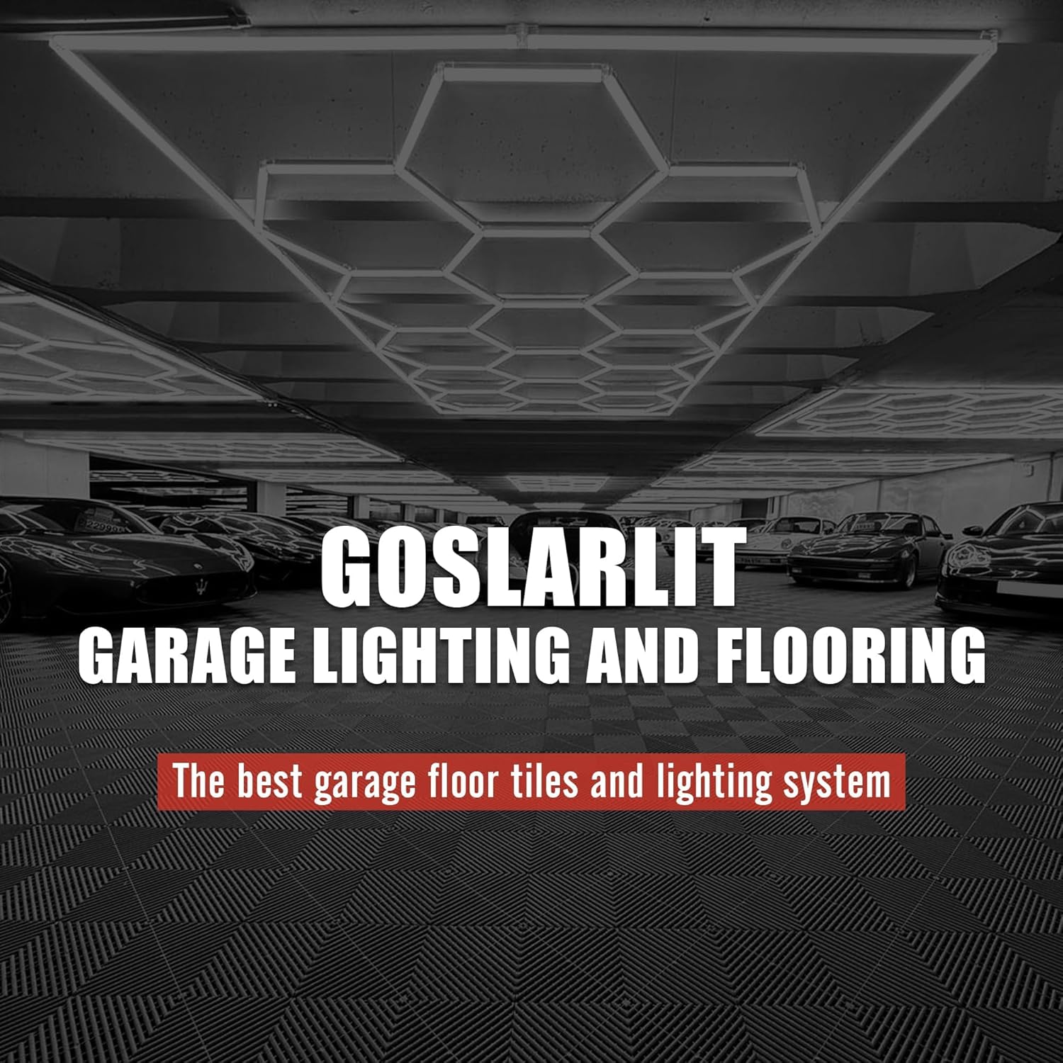50PCS|15.7"x15.7" Garage Flooring Tiles, Non-Slip Interlocking Plastic Garage Floor Mat, Garage Organization & Garage Storage, Vented Pattern (Black)