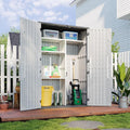 Aoxun Outdoor Resin Storage Shed with Metal Shelving Kit & Floor, 64 Cu.Ft Vertical Waterproof Storage Cabinet for Garage, Pool, Bike, Garden Tools, Patio Furniture (White)